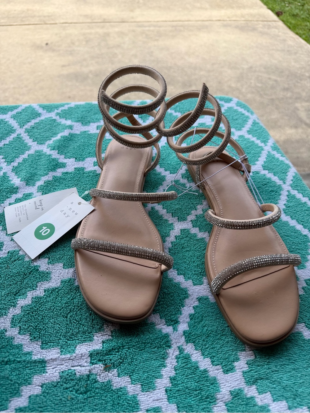 a new day Nude Rhinestone Multi-Strap Gladiator Sandals